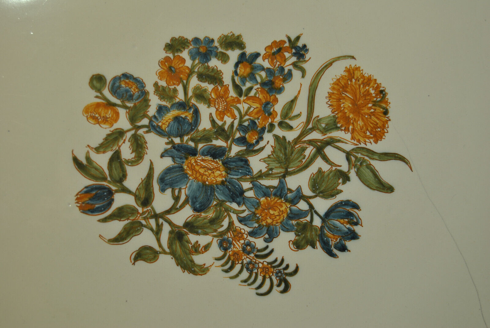 Flat ewer basin earthenware Moustiers Sud France 18th century flower solanée