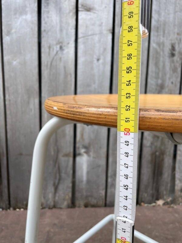 Vintage industrial stackable stool in wood and metal