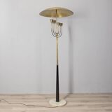 Lampadaire vintage des années 50 en onyx et laiton doré design italien