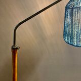 Walnut lamp brass modular rope design 1950