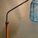 Lampadaire noyer laiton corde modulable design 1950.
