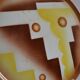 Art deco ceramic dish with geometric decor
