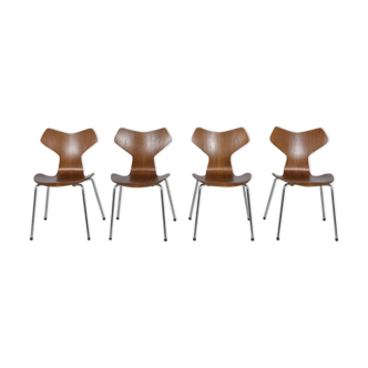 Model 3130 Dining Chairs by Arne Jacobsen for Fritz Hansen, 1970s, Set of 4