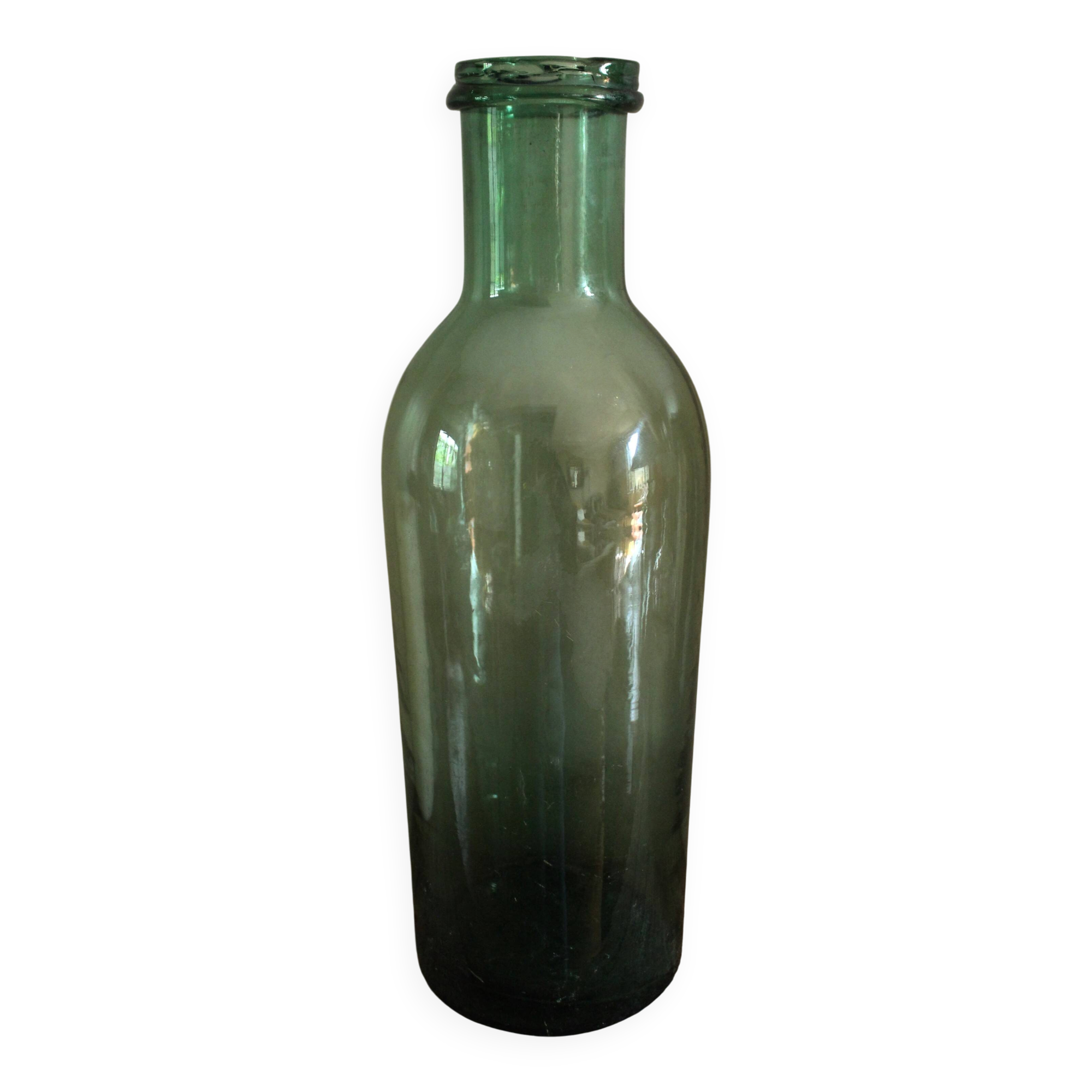Green Glass Bottle Large Flask Vase