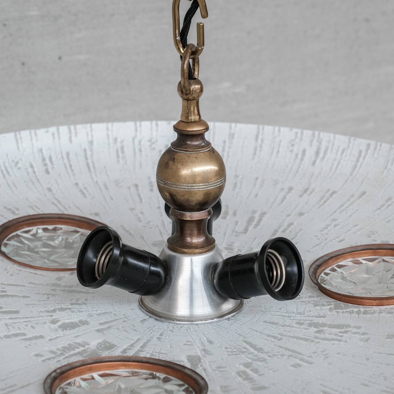 Unusual Saucer Style Mid-Century Pendant Light (2 available)