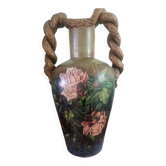 Vase à double anse aux roses Georges Weissenburger Ecole de Nancy
