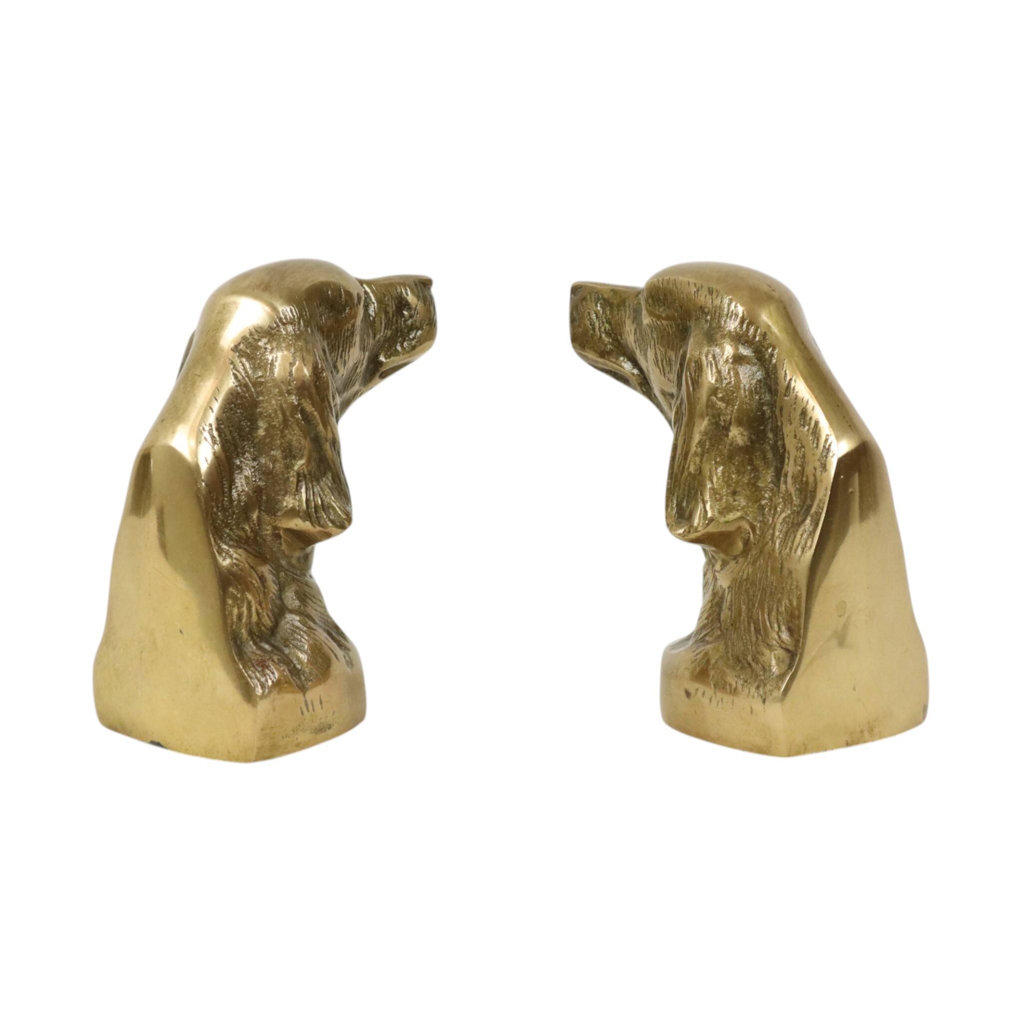 Vintage Pair of Brass Bookends for Irish Setter Dogs