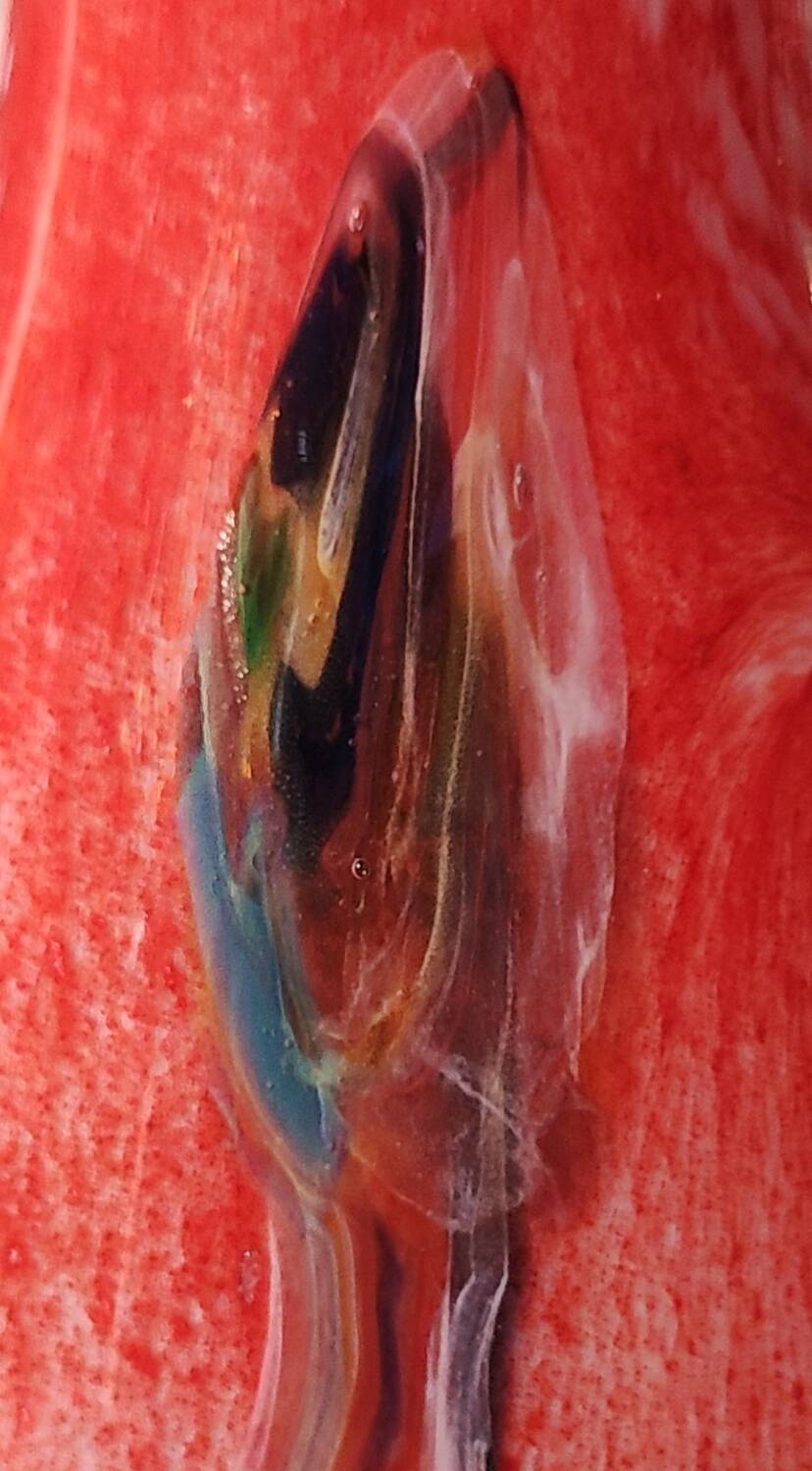 Large Floral Ball Vase/Kaysersberg Art Glassware. Speckled/Volutes