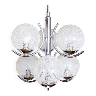 Lustre en métal et verre 1970