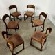 Set of 6 old baumann design sled chairs from the 60s wood and fabric