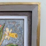 Mid-Century Modern "Still Life with Tulips" Swedish Vintage Expressionist Still Life Oil Painting, F