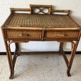 Console/small old desk in rattan