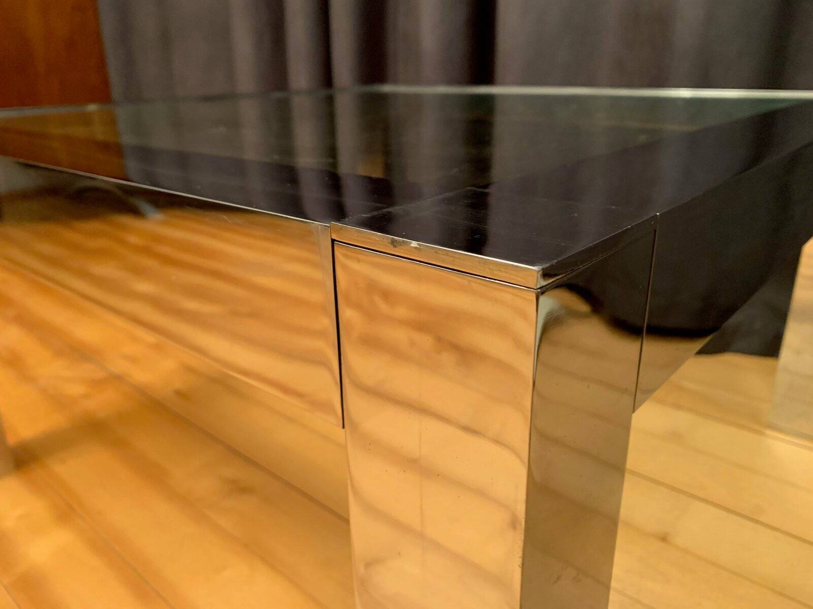 Table basse en chrome et en verre, Italie, années 1960