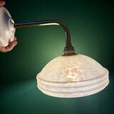 Vintage angled wall lamp with pale yellow Clichy glass shade