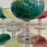 Multi-colored Venetian crystal ice cream cups