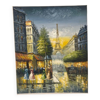 Oil painting Paris city scene
