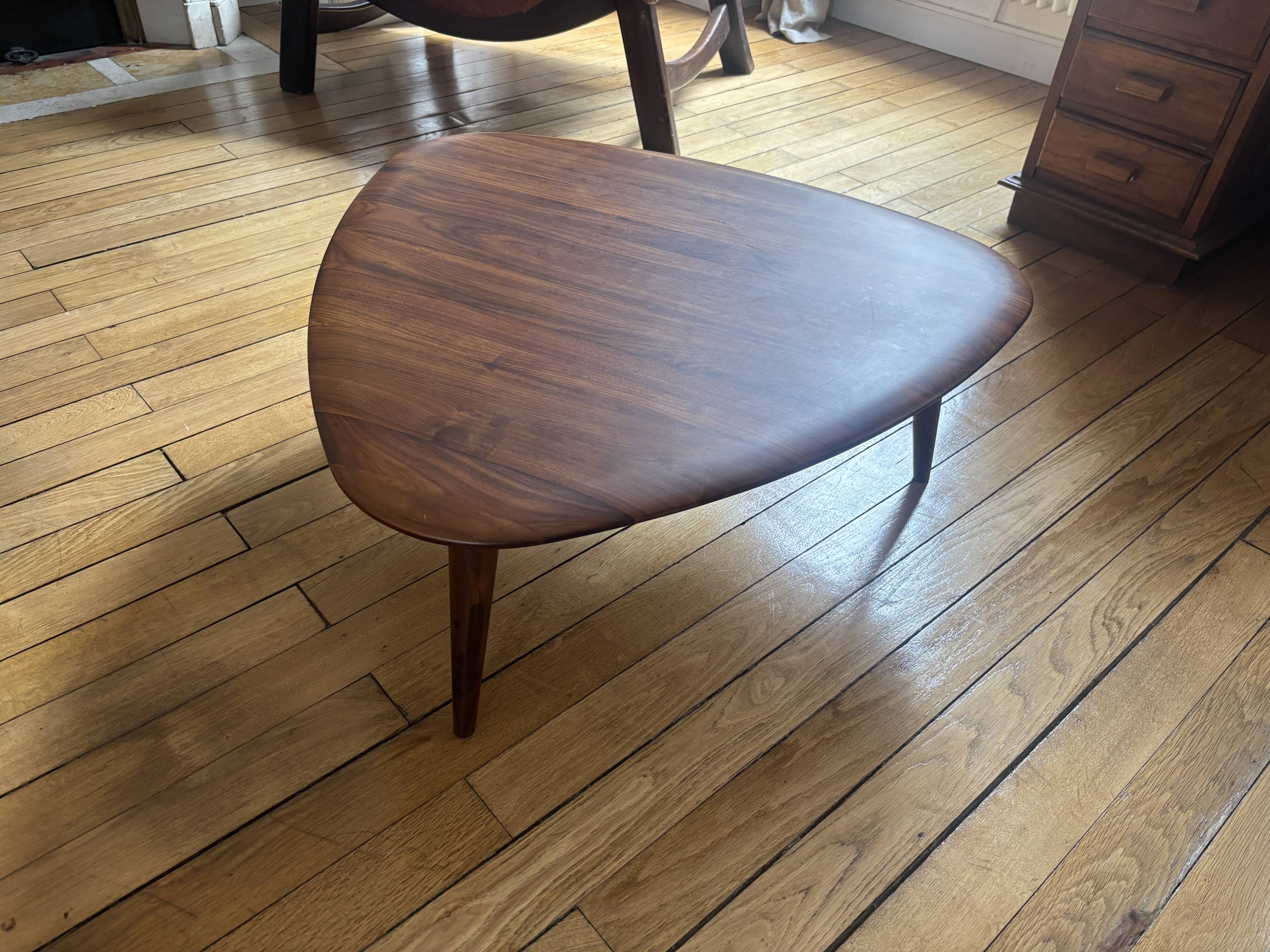 Organic Walnut Coffee Table - Mid-Century Modern Style