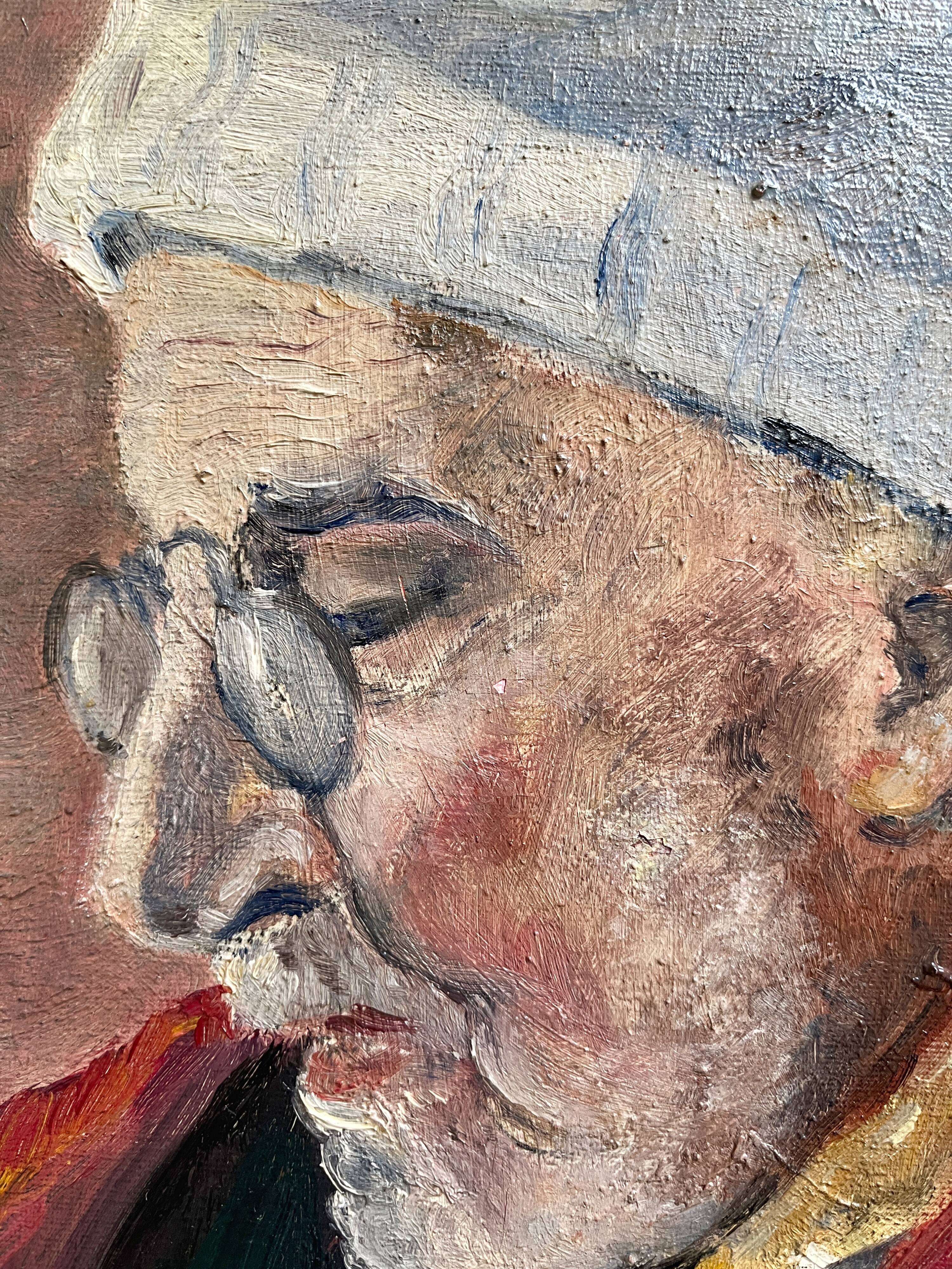 Antique painting, oil on canvas, portrait of a man, signed Y. Mercier Contart