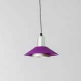 Purple Silver Green Multicolor Metal Ceiling Lamp – 1980s Postmodern Memphis, Striped Cable
