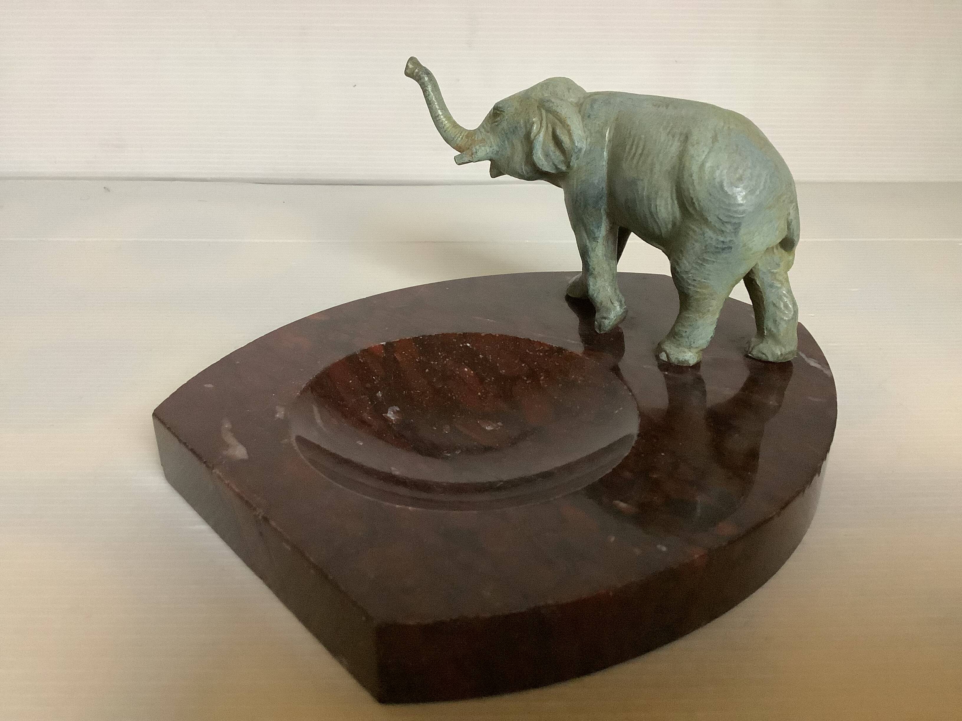 Marble elephant ashtray/trinket tray
