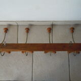 Wall coat rack wood and metal 4 hooks