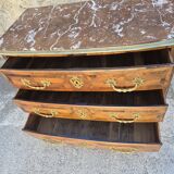 Louis xv 3-drawer chest of drawers in marquetry and bronze marble top