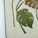 Mid century ceramic and plaster wall tile floral decor leaves and blossoms 1950s wgp