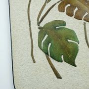 Mid century ceramic and plaster wall tile floral decor leaves and blossoms 1950s wgp