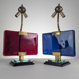 Pair of table lamps by Pietro Chiesa for Fontana Arte in glass and brass