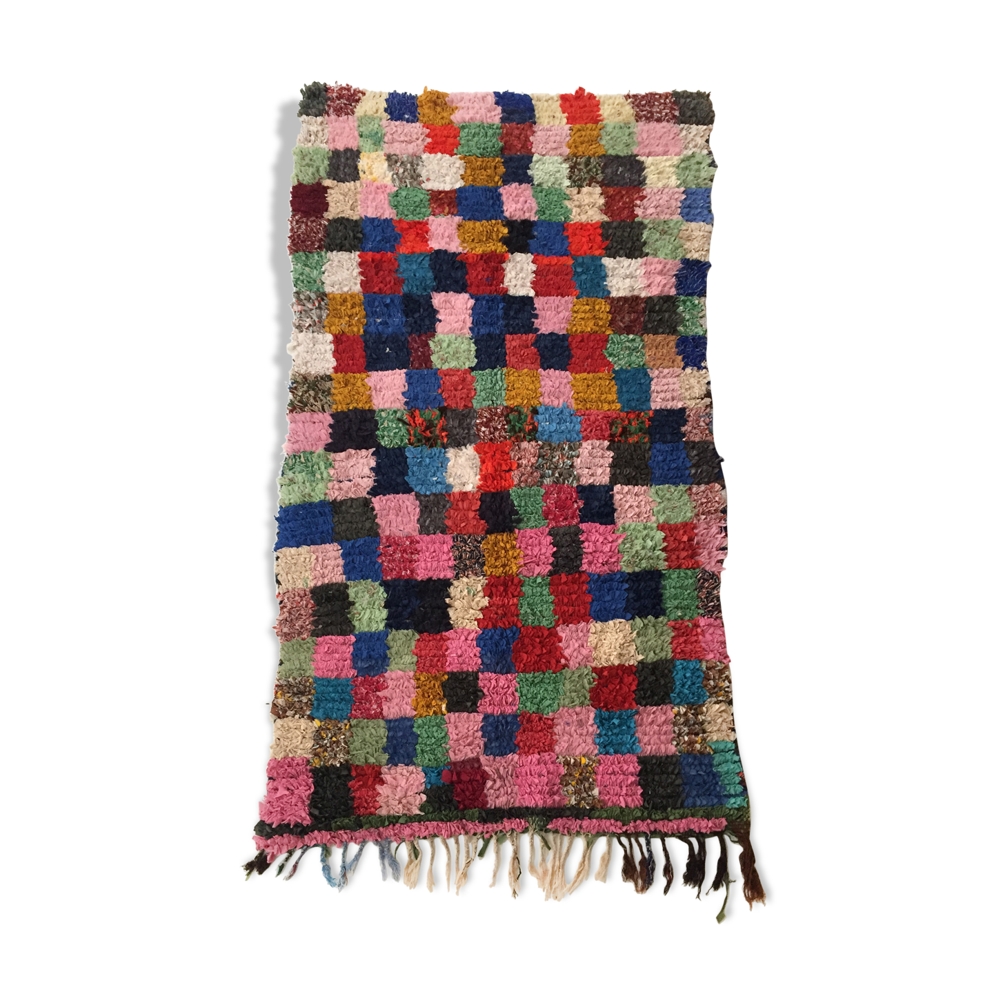 Moroccan Berber carpet Boucherouite 214x112cm