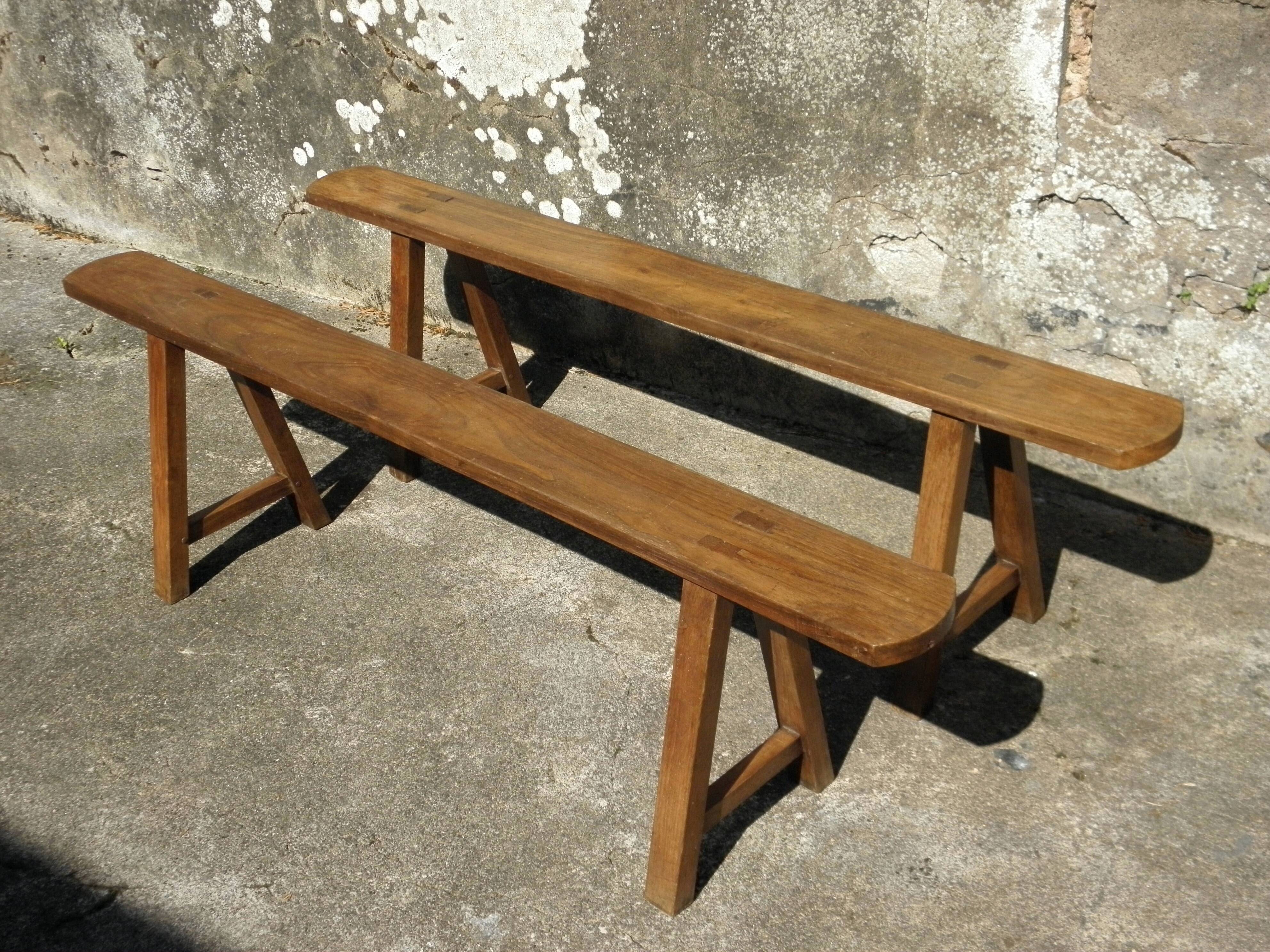 Pair of farmhouse benches 165 cm