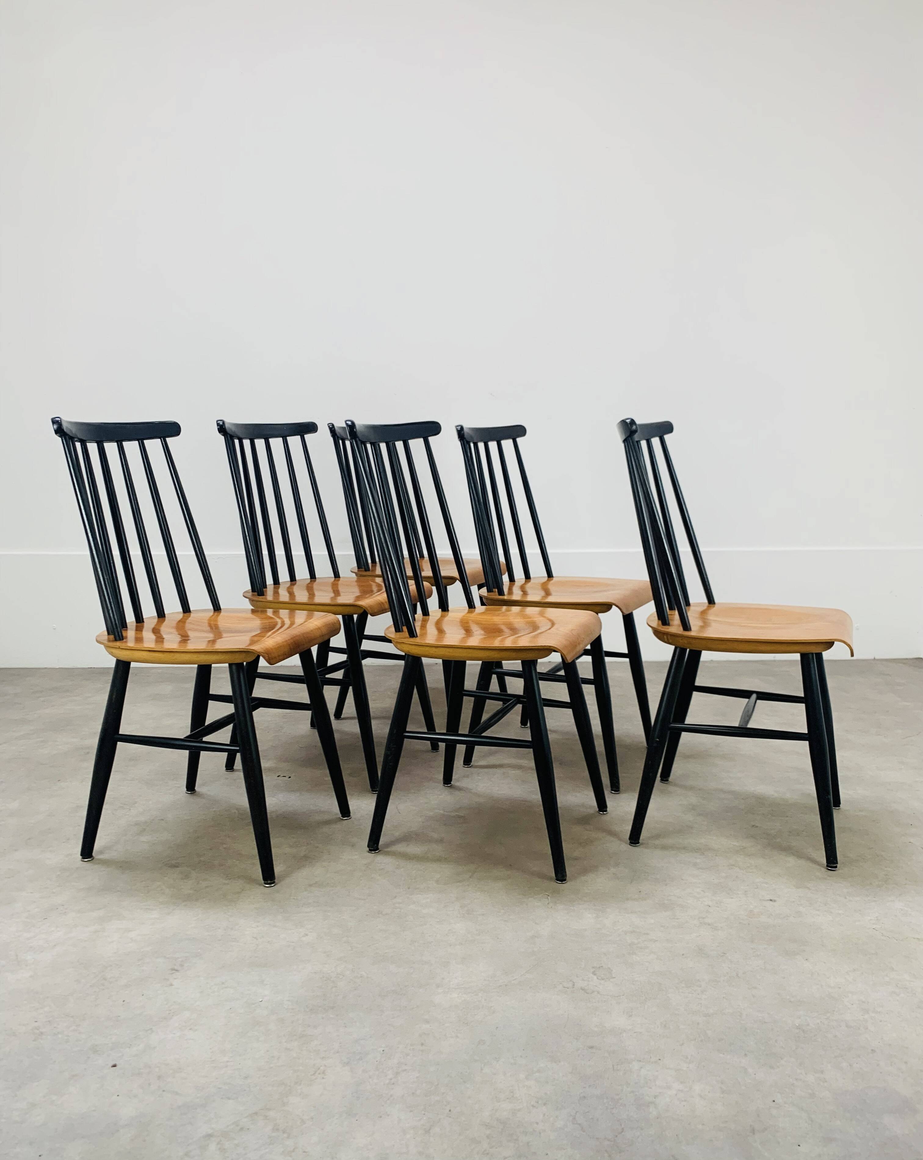 6 Fanett chairs by Ilmari Tapiovaara, Scandinavian, 1960s