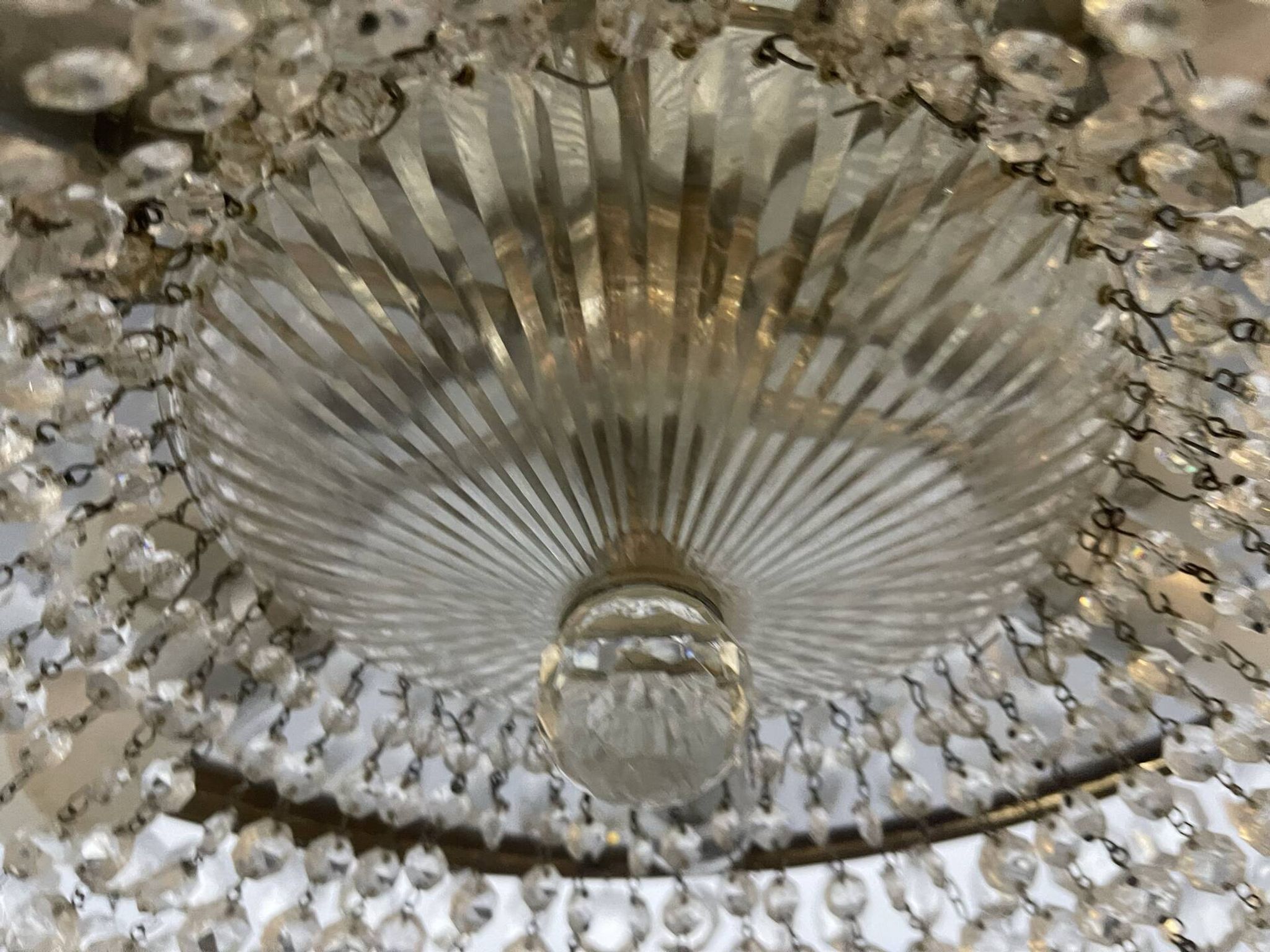 1960s Italian Crystal & Brass Chandelier – 6 Lights