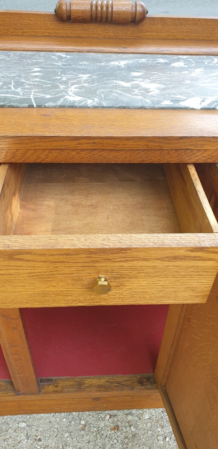 Art deco oak and marble sideboard