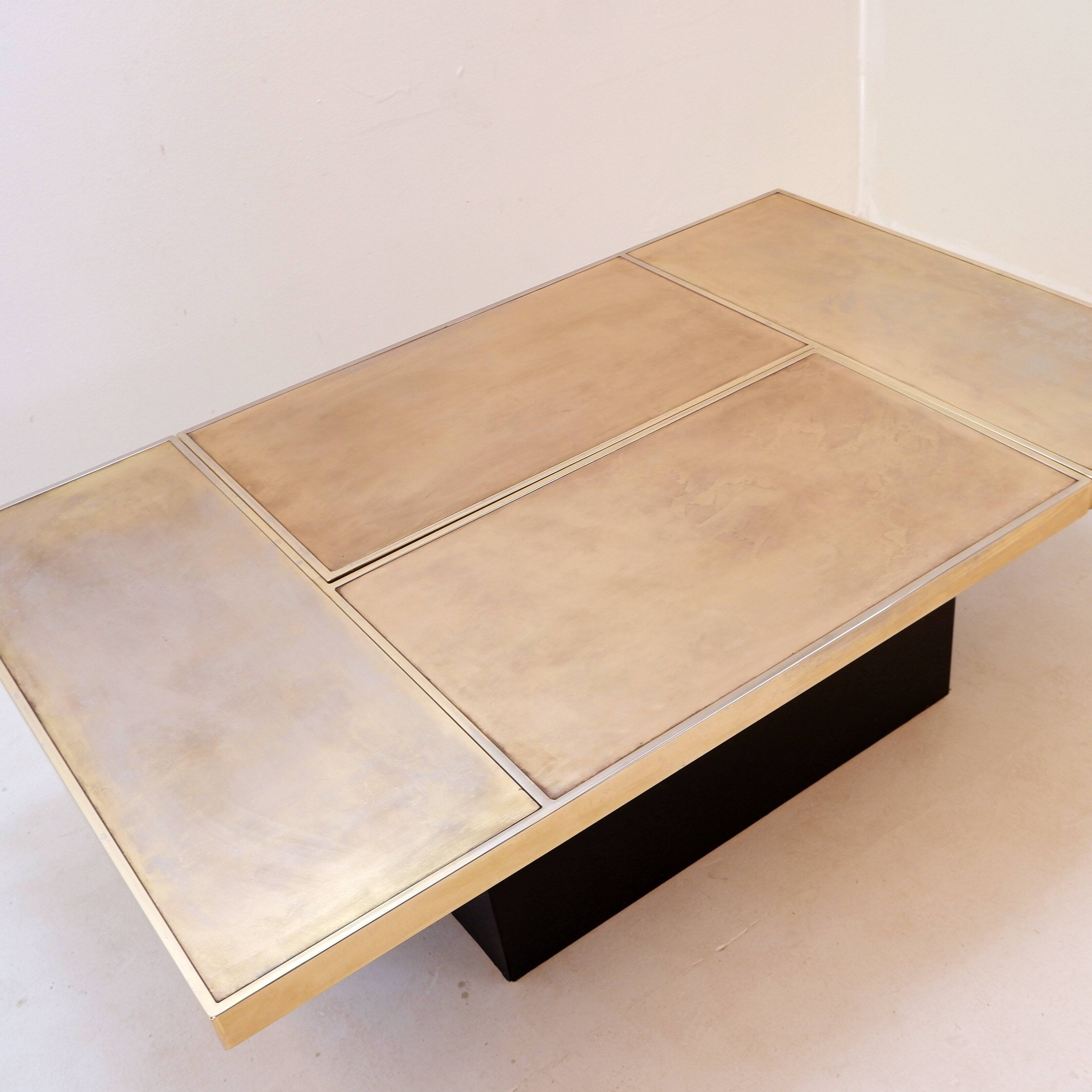 Vintage Belgo Chrome sliding coffee table with hidden bar - 1970s