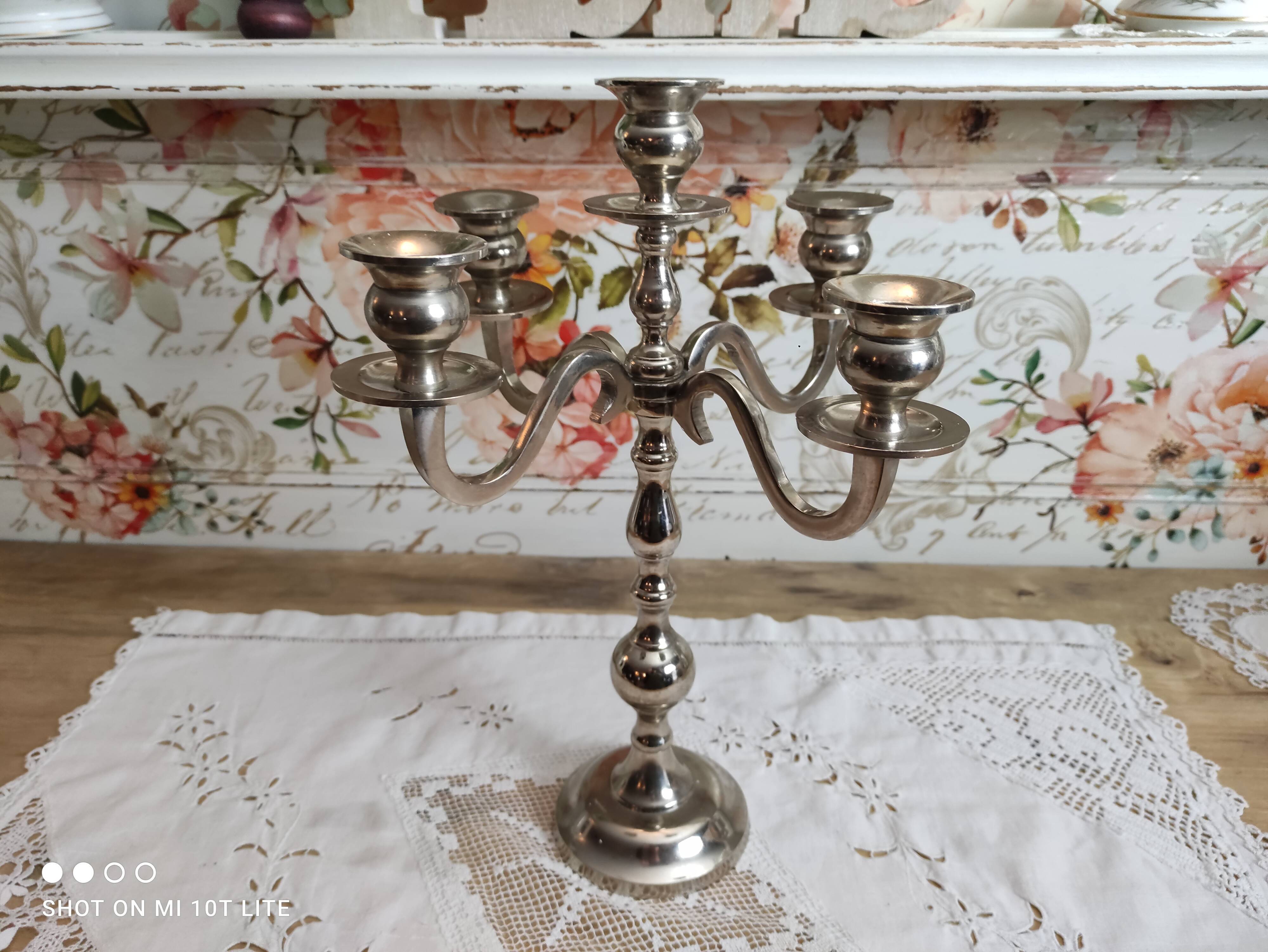 Chandelier 5 branches in silver metal color