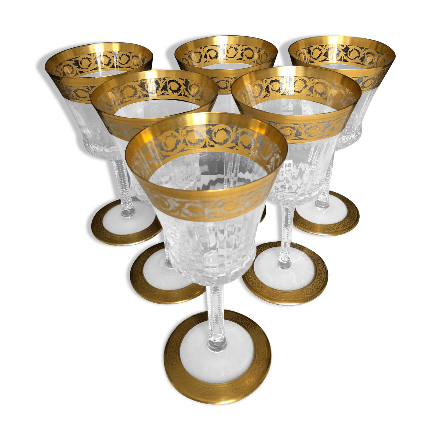 Set of 6 crystal water glasses from saint louis model thistle