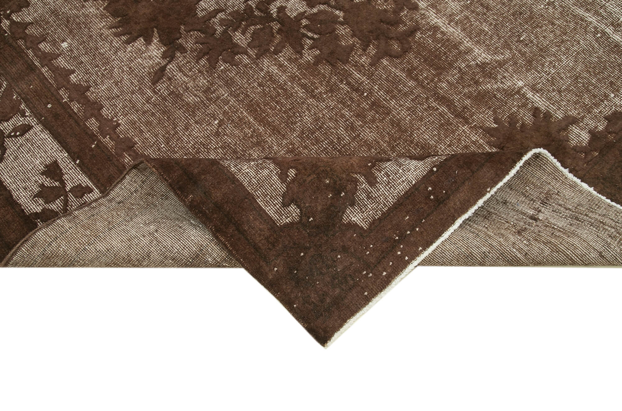 Handmade distressed oriental 1980s 195 cm x 313 cm brown carpet