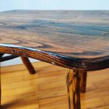 Brutalist popular art coffee table, solid wood, 1950.