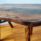 Brutalist popular art coffee table, solid wood, 1950.