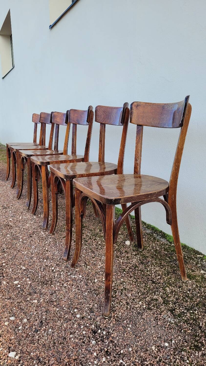 Series of 6 vintage restaurant bistro chairs - 1950s