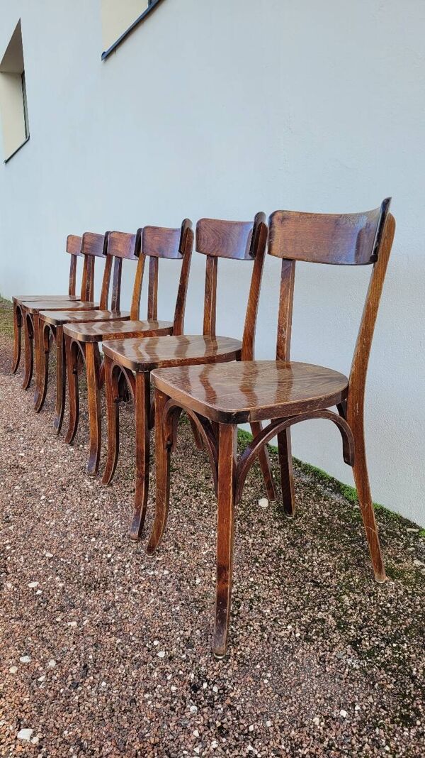 Série de 6 chaises de bistrot restaurant vintage- 1950s