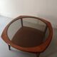 Scandinavian coffee table in teak and smoked glass, Denmark 1960