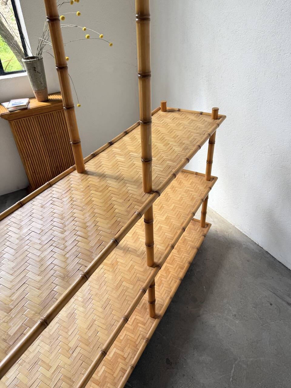 Large rattan shelf 1960