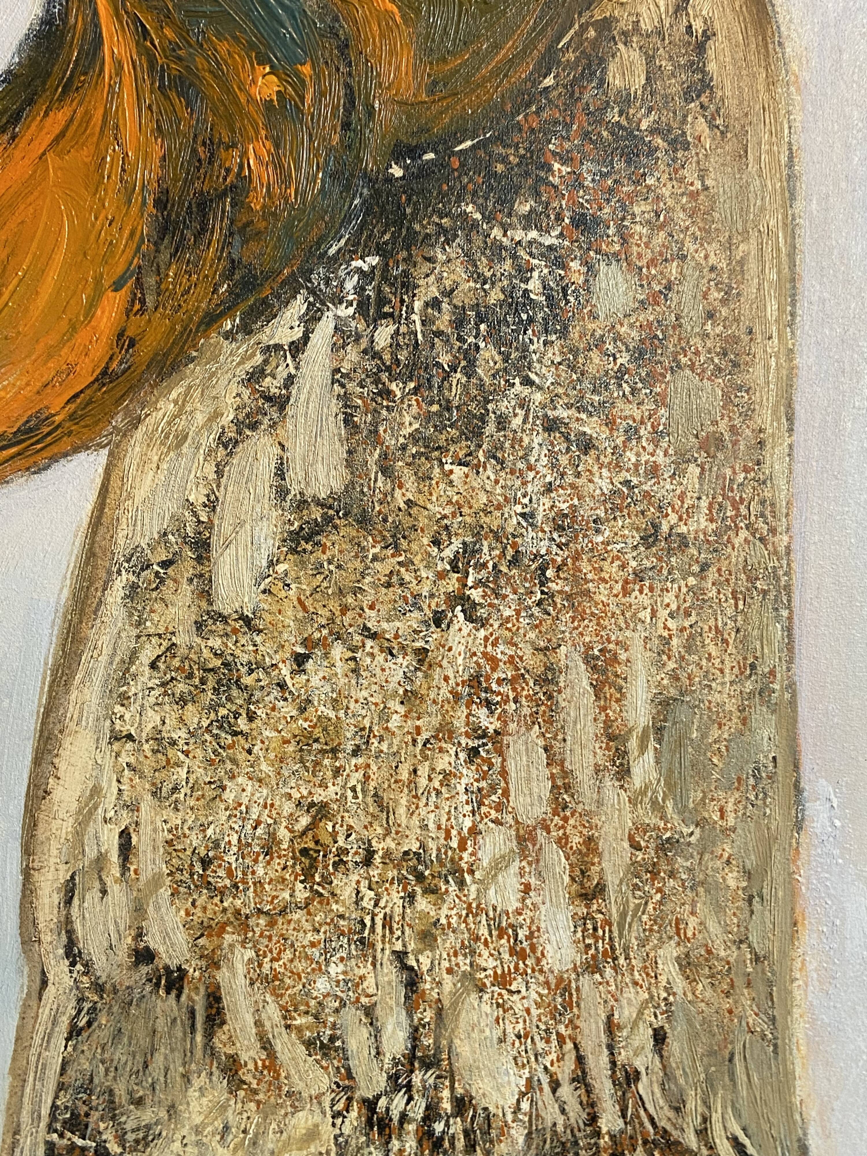 Large oil painting on canvas of a rooster signed Yves BOUGEARD.