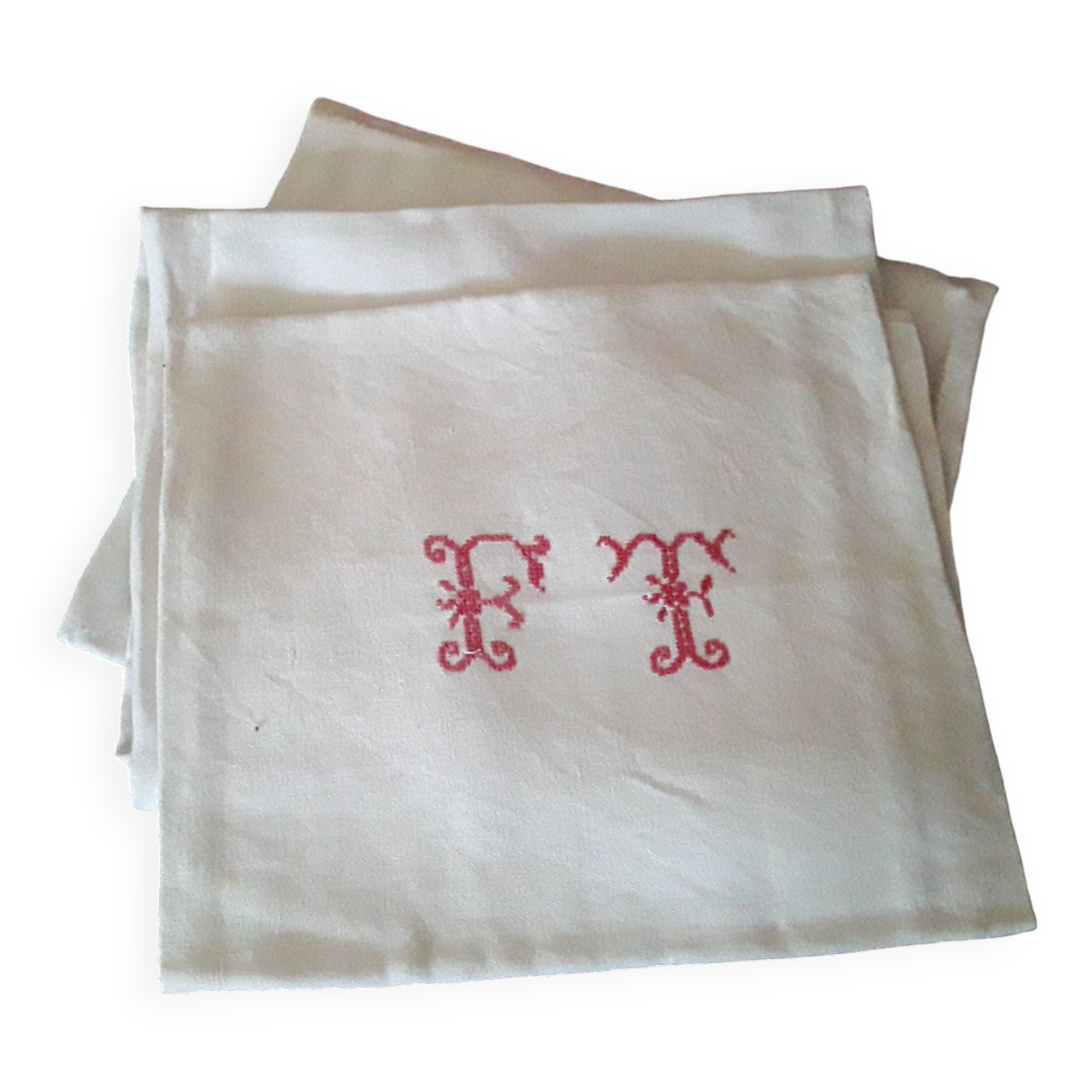 4 old monogrammed napkins