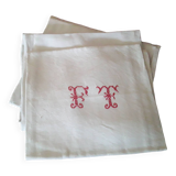 4 old monogrammed napkins