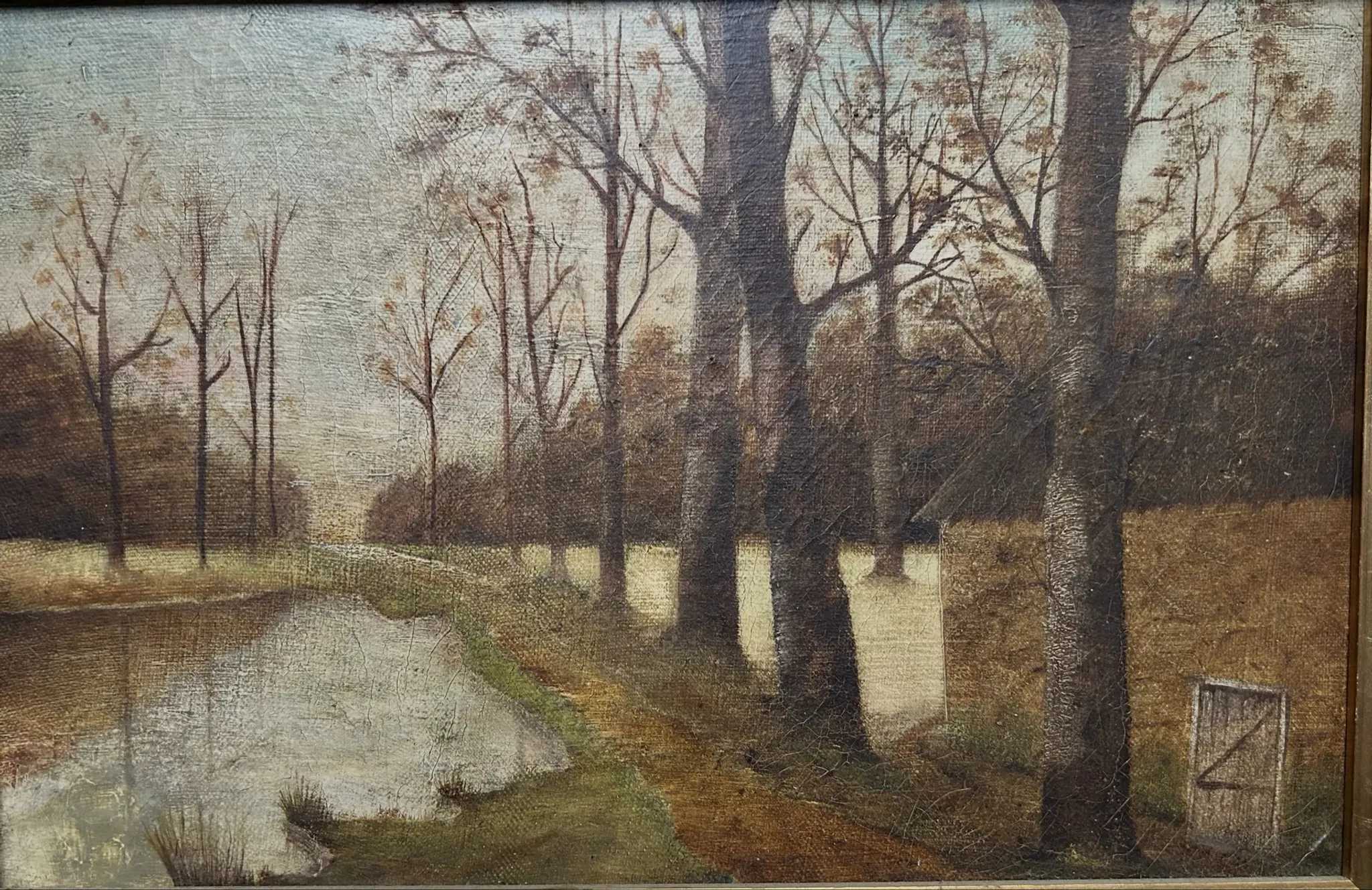 The cottage by the lake, oil on canvas, early 20th century.