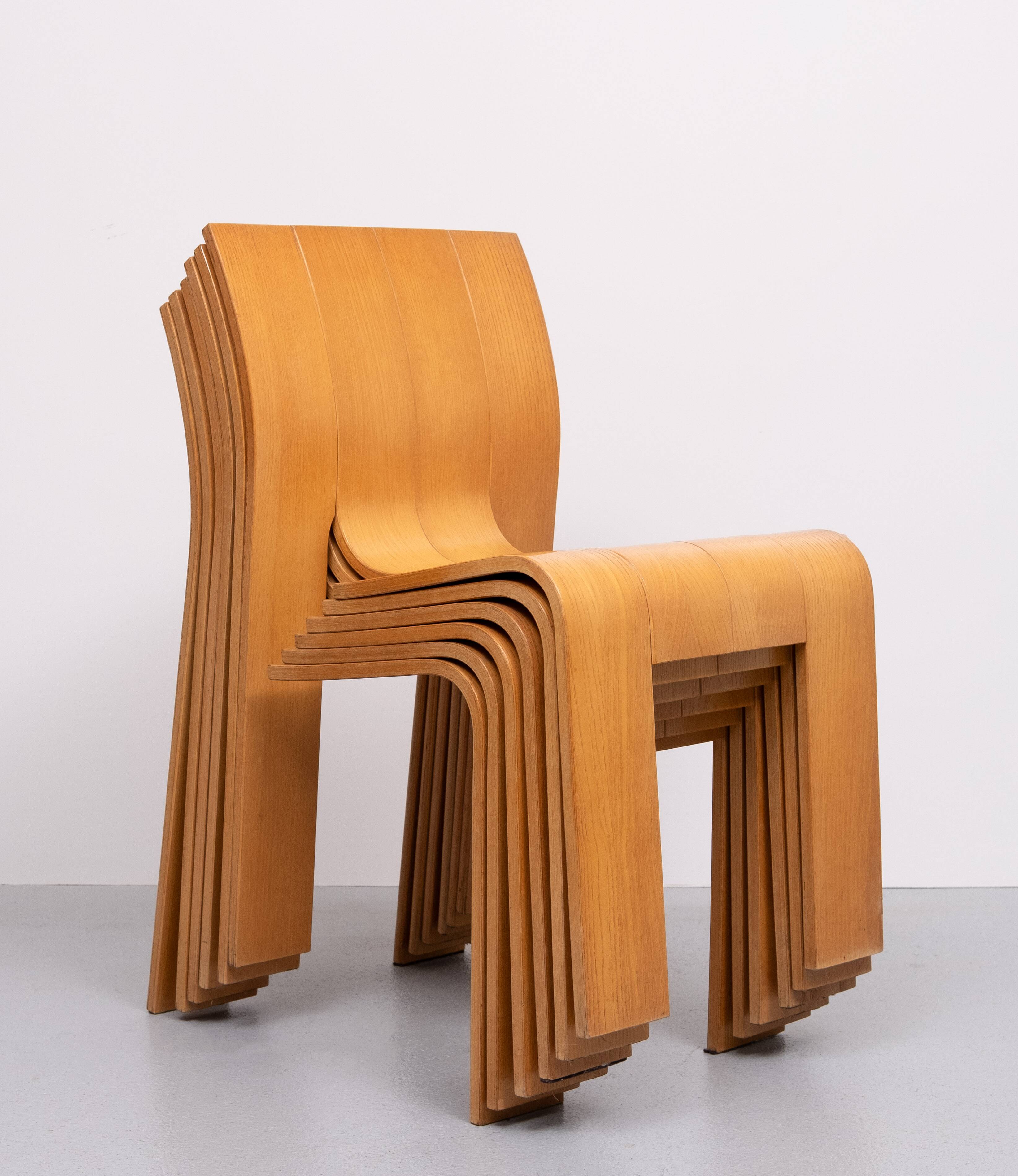 6 Gijs Bakker Strip Chairs for castelyn 1970s