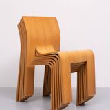 6 Gijs Bakker Strip Chairs for castelyn 1970s